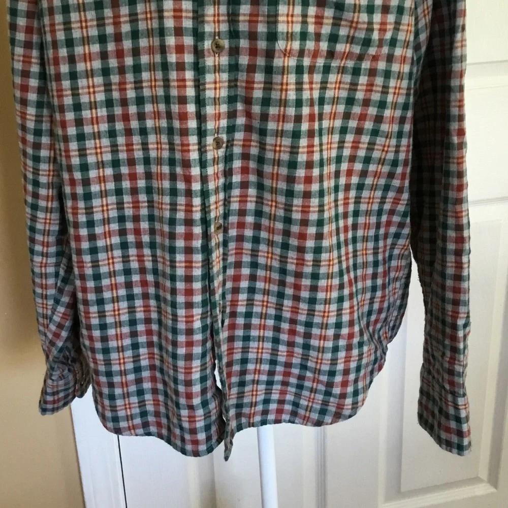 J. Crew Men's Plaid Button-Down Flannel Shirt‎ - Green Gray Red 90svibe